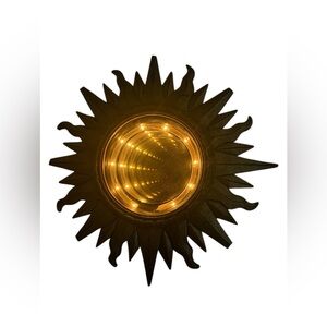 Atomic Gold Sunburst Starburst Infinity Mirror 17" Works Mid Century Modern MCM.